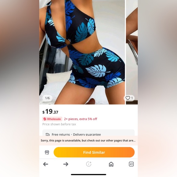 BOHO Tropical Print Ring Linked Cut Out Tie Back One Piece Swimsuit*NEW* - Picture 4 of 4